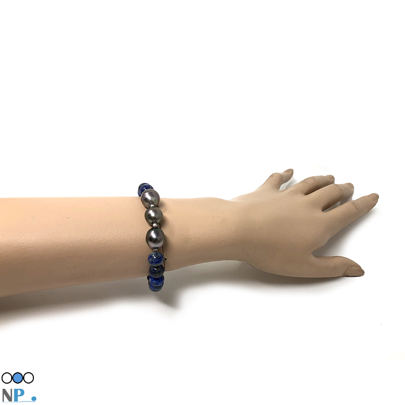 Un bijou chic pour la vie, simple à utiliser. Perles et Pierres Tahiti et Lapis Lazuli 